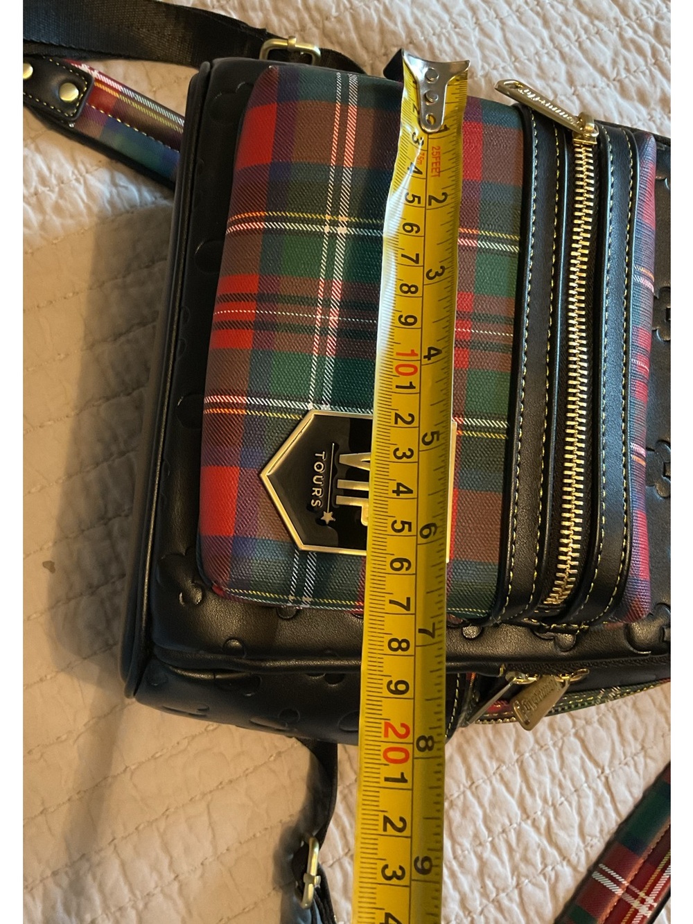 Loungefly Disney Parks Black Mini Backpack VIP Tours Plaid - Picture 13 of 13